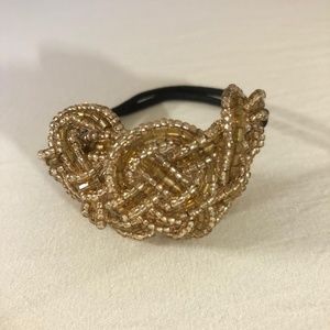 Golden Braided Bead Hair Tie